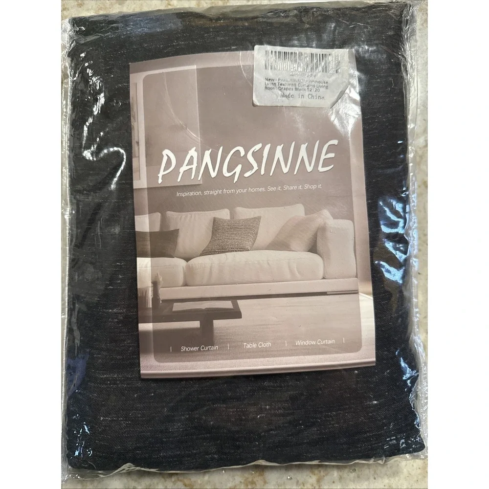 Pangsinne Black Back Tab Rod Pocket Linen Curtains 52x120